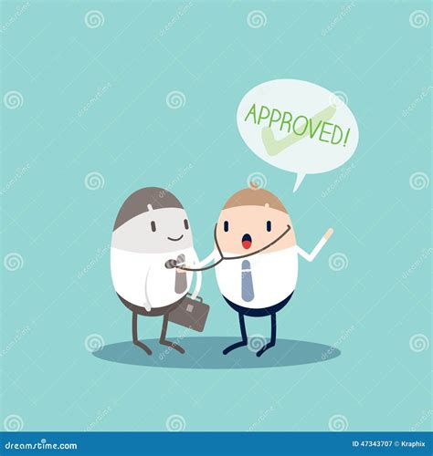 Approved Quality Control Business Cartoon Illustration Stock Vector