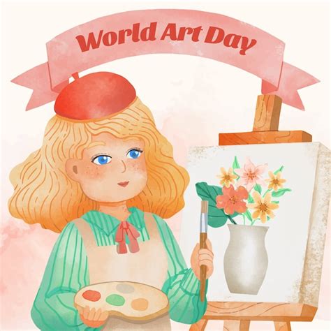 Ilustra O Do Dia Mundial Da Arte Em Aquarela Vetor Premium