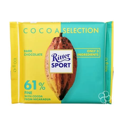 Ritter Sport Cocoa Selection 61 Fine Dark Chocolate From Nicaragua