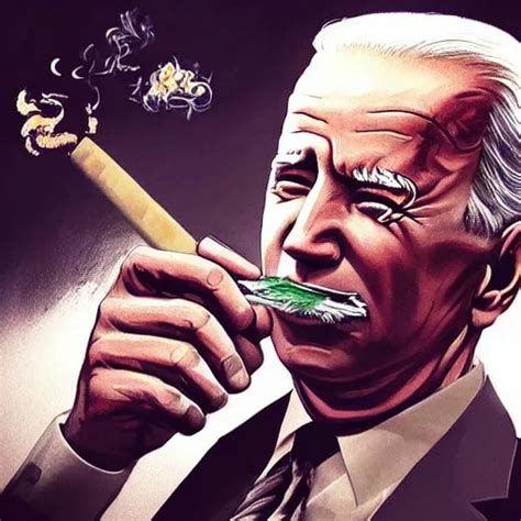 Joe Biden Smoking A Giant Smokey Joint While Sitting Stable Diffusion