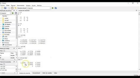 OPERACIONES CON MATRICES USANDO GNU OCTAVE INVERSA Y DETERMINANTE