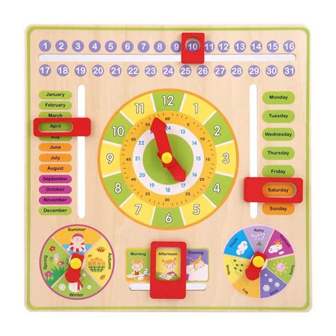 Baby Wooden Clock Toys Early Educational Multifunctional Wooden Clock ...