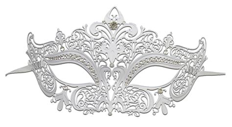 WHITE Series Women's Laser Cut Metal Venetian Masquerade Crown Mask