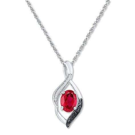 Lab Created Ruby Necklace 115 Ct Tw Diamonds 10k White Goldjared