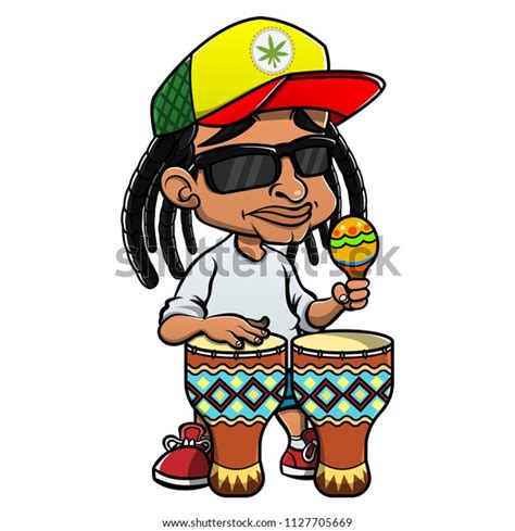 Músicos Callejeros Tocan Música Reggae Con Vector De Stock Libre De