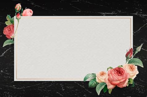 Free Vector | Pink rose frame on a marble textured background vector