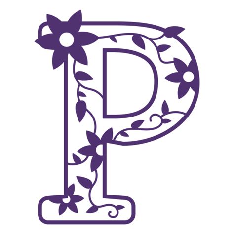 Floral Alphabet Letter P PNG SVG Design For T Shirts