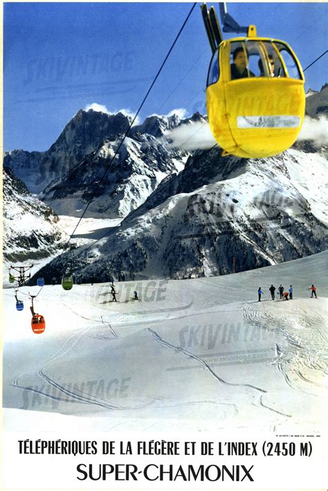 Affiche Ancienne De Chamonix Mont Blanc Le T L Ph Rique De La Fl G Re