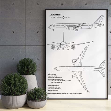 Boeing 787 9 Dreamliner Blueprint Poster Che Aviation Store Reviews