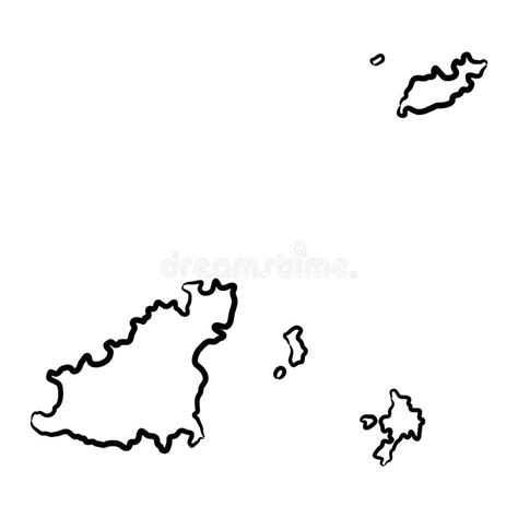 Guernsey Map From The Contour Black Brush Lines Different Thickness On