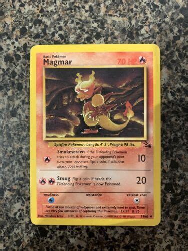 Magmar Fossil Set Uncommon Pokemon Card Vintage Wotc Nm