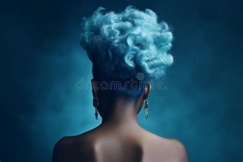 Blue Dyed Hair In Elegant Updo Style Generative Ai Stock Illustration