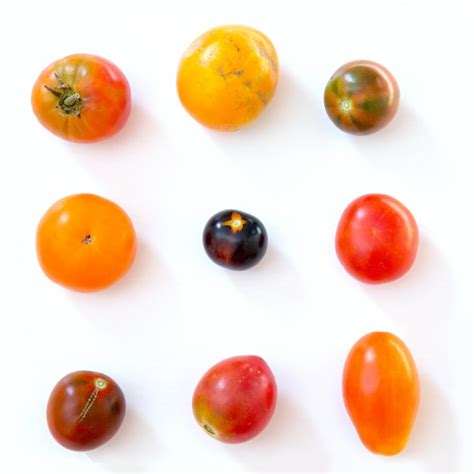 Premium Photo Nine Multi Colored Tomatoes In The Form Of A Square