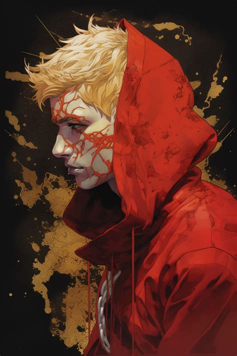 Giobbi To A Man In Red Hood With Gold Hair In The Style Of Darkl