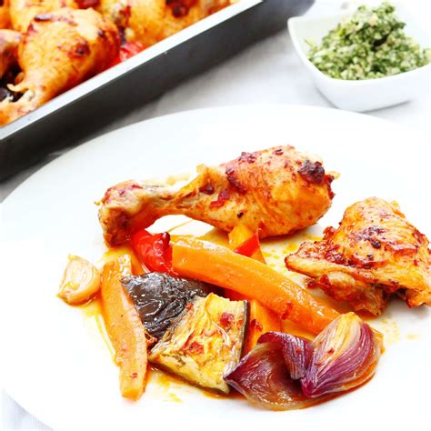 Harissa Chicken Traybake - An Easy One Pot Meal - Searching for Spice