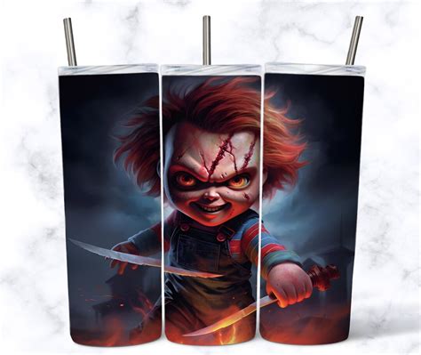 Killer Chucky 20 Oz Skinny Tumbler Sublimation Design Tumbler Wrap