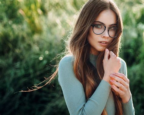 Portrait Brunette Green Eyes Bokeh Wallpaper X