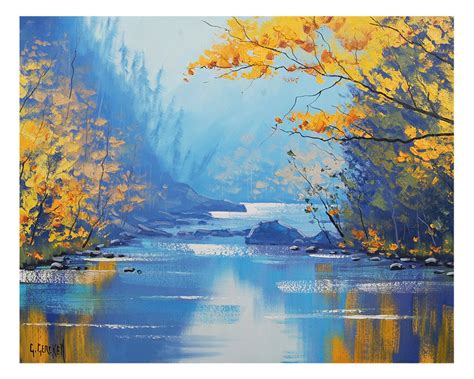 Autumn Print Painting Prints Fall Scene Autumn Picture Etsy