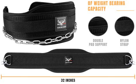 BEAST RAGE Dip Belt Weight Lifting Belt With Heavy Duty 36 Inch