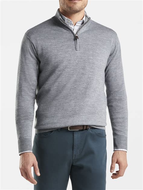 Peter Millar Crown Soft Mens Merino Silk Quarter Zip Pullover Sweater