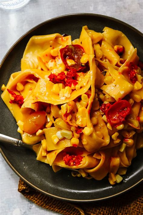 Pappardelle Pasta With Corn Cherry Tomatoes And Parmesan Joanne