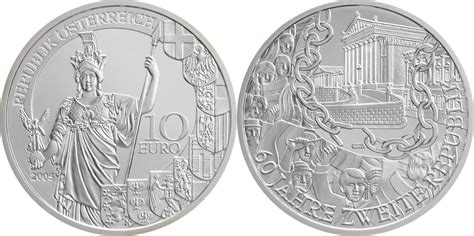 Österreich 10 Euro 2005 60 Jahre Zweite Republik Proof MA Shops