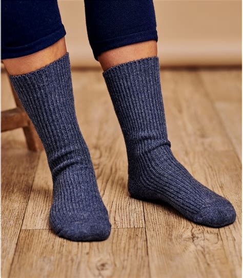 Dusty Denim Womens Cashmere Merino Bed Socks Woolovers Uk