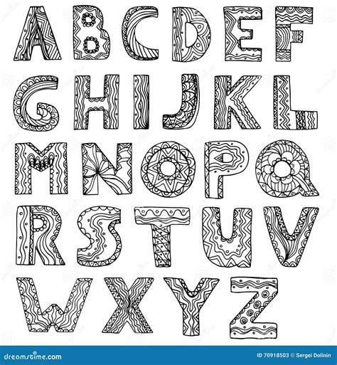 Vector Unusual Alphabet Doodle Style Letters On A White Background