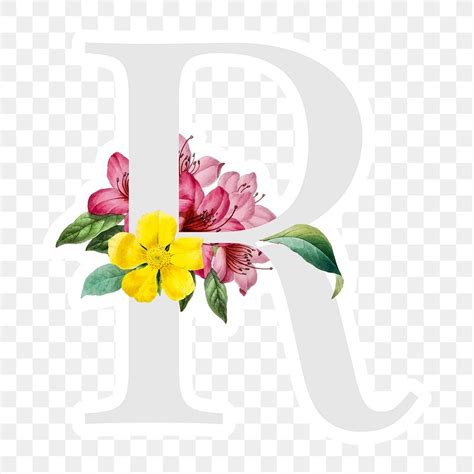 Flower Decorated Capital Letter R Premium Png Sticker Rawpixel