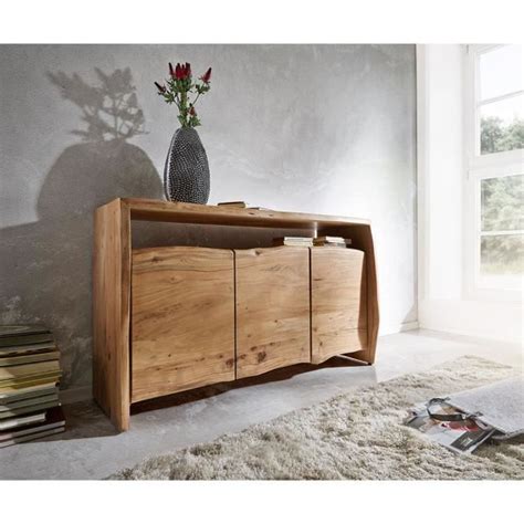 Commode Live Edge Acacia Naturel 145 Cm 3 Portes 1 Compartiment Buffet