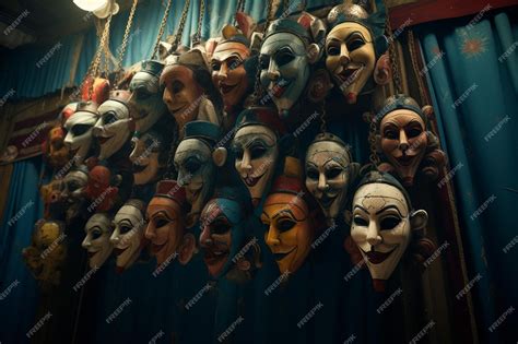 Premium Photo Eerie Carnival Masks Eerie Masks Hanging In An Aba 00269 02