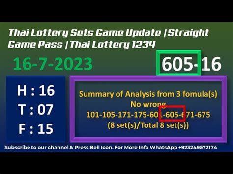 Thai Lottery Sets Game Update Straight Game Pass Thai Lottery