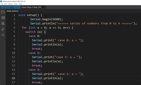 Switch case statement in Arduino