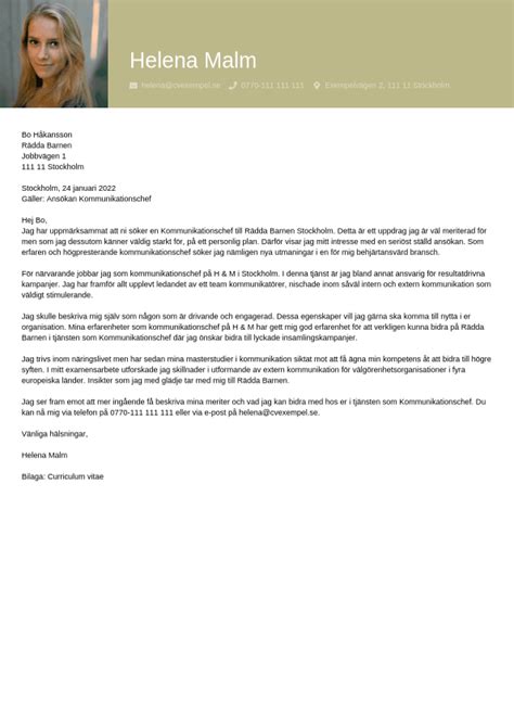 Ingenj R Personligt Brev Exempel Jobseeker