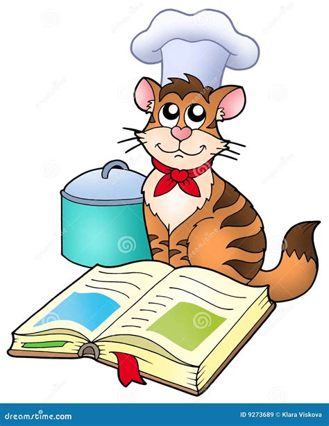 Cartoon Cat Chef With Recipe Book Stock Illustration Illustration Of