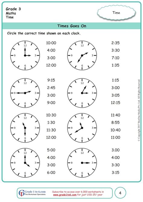 3rd Grade Math Clock Worksheets