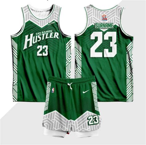 A Green And White Basketball Uniform With The Number 23 On It S Chest