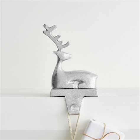 Silver Sitting Reindeer Christmas Stocking Hook Reviews Crate And Barrel