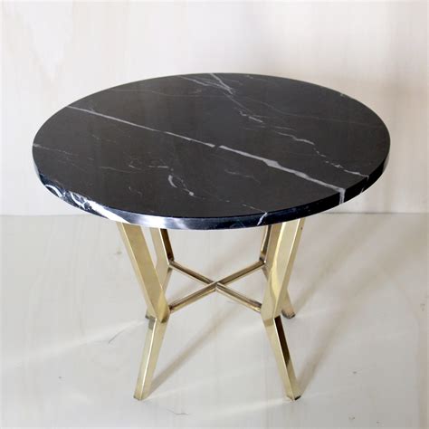 Black marble top coffee table with brass structure, 1970s | #121939