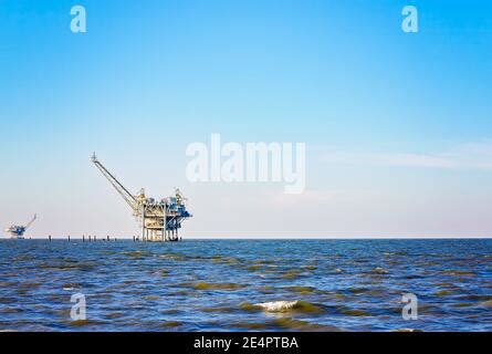 Exxonmobil Natural Gas Platform In Mobile Bay Alabama Usa Stock Photo