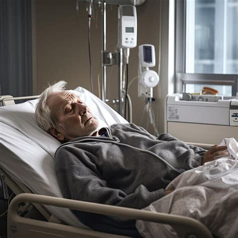 Paciente Anciano Durmiendo En La Cama En La Sala Del Hospital Hombre En