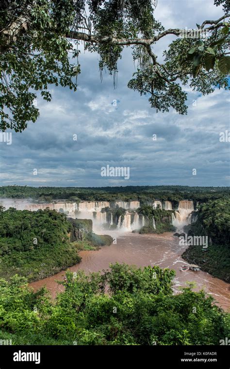 Iguaz Waterfalls Of The River Iguaz Border River Between Brazil And