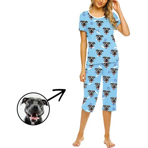 Custom Photo Pajamas For Women Dog Paw Footprint Photo Pajamas