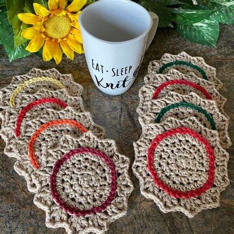 Crocheted Coaster Set Coasters Drink Coasters Coffee Home Etsy