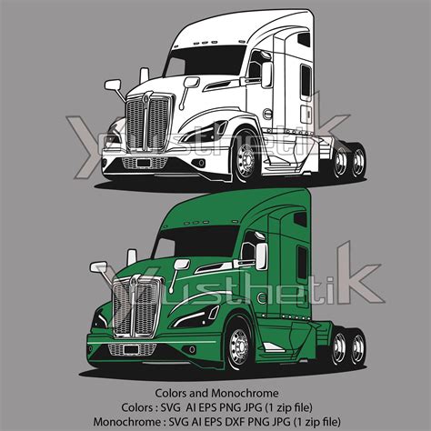 Kenworth Semi Truck T680 Color And Monochrome Vector Etsy