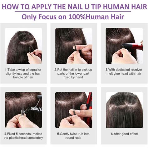 Nail U Tip Remy Human Hair Extensions Fusion Keratin Pre Bonded