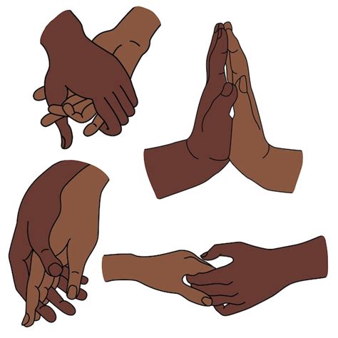 Premium Vector Hands And Gestures Set Of Gestures 2 Hands Dark Skin