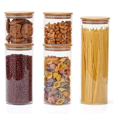 Bamboo Lid Spaghetti Jar L Bamboo Storage Jars Eco Friendly Etsy