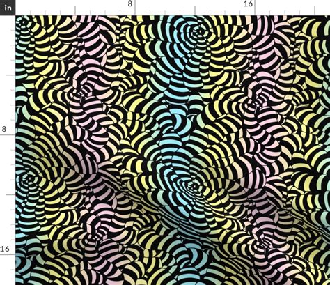 Pastel Rainbow And Black Tendrils Fabric Spoonflower