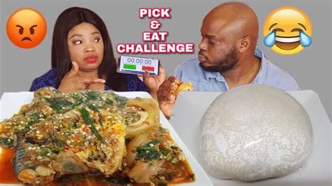 Hilarious Pick And Eatdrink Mukbang Challenge Okra Soup With Pounded Yam African Food